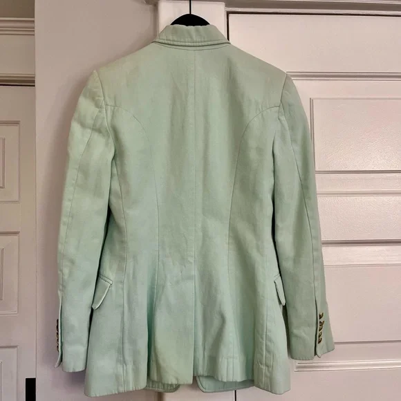 PRICE DROP! A.L.C. Sedgwick Mint Green Cotton Linen Double Breasted Blazer - Picture 6 of 9